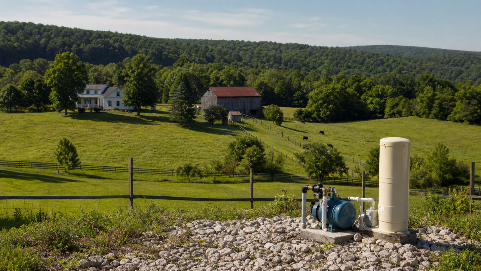 Rolling rural acreage in the Upper Cumberland with a home, barn, and distant fields