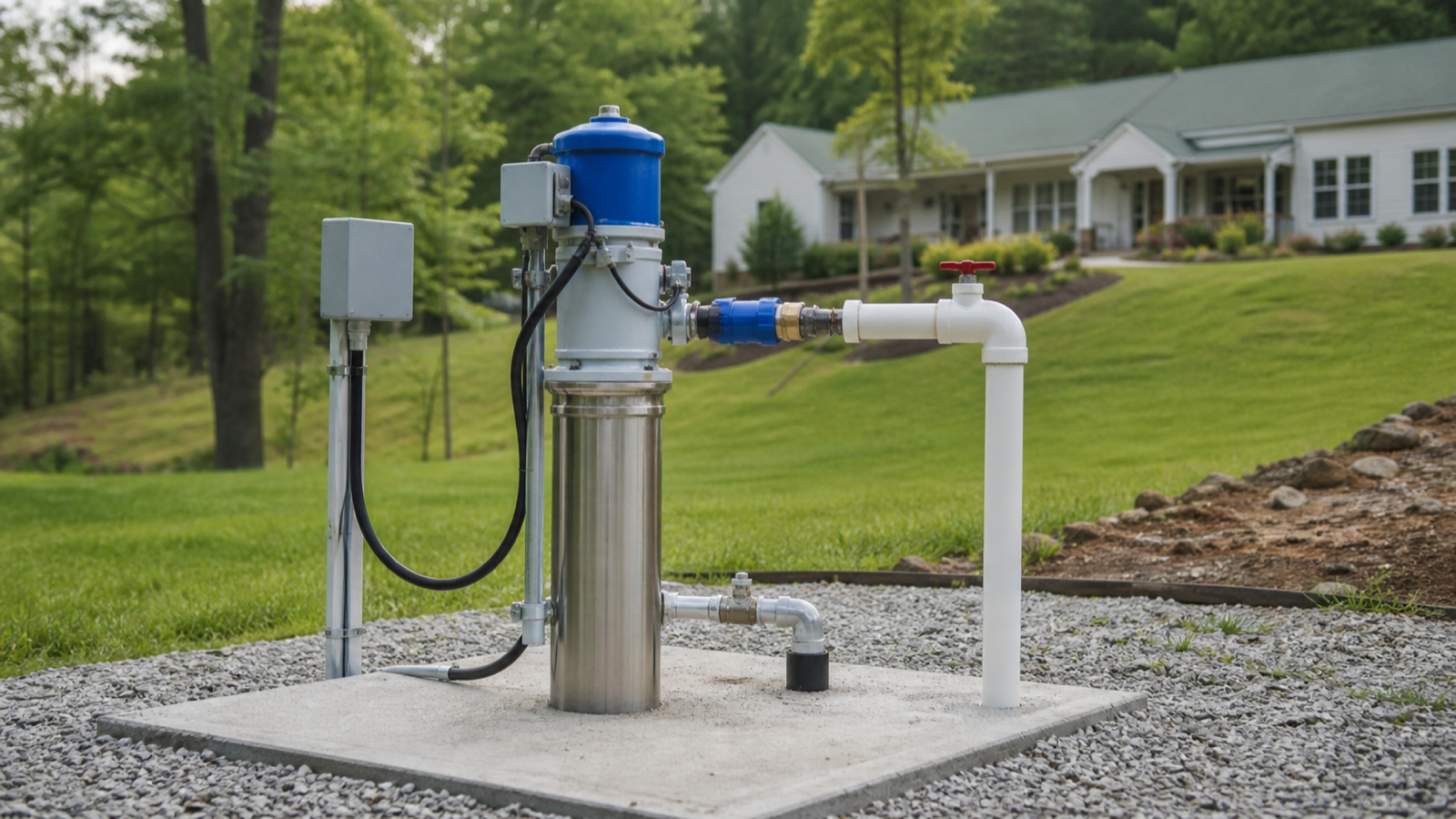 Accessible residential well head and surrounding work area prepared for professional pump service